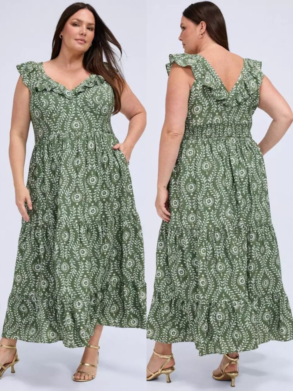 NEW Torrid Belle Isle Flutter Sleeve Tiered Maxi Dress 18